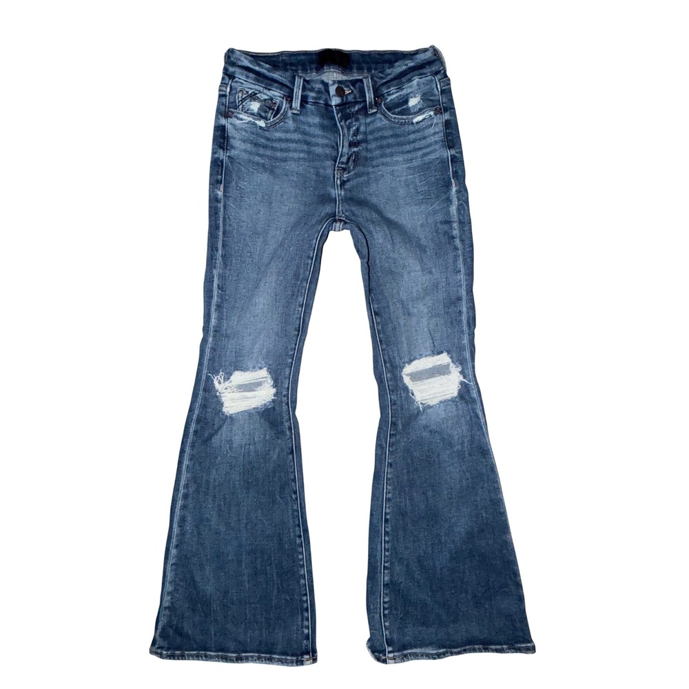 Buckle Black Fit No. 53 Flare Jeans Distressed Medium Wash 26x30 Womens Denim A3 - Picture 3 of 10